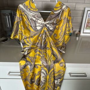 Evan Picone Yellow and Cream Dress